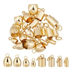 【新着商品】アクセサリーパーツ ネックレスブレスレット用 ヒモ止め 副資材 ロープバックル ターミネータ コードエンド ひも留め ゴールデン 接続パーツセット ハンドメイド クリンプエンド エンドビーズ カシメ 紐留め エンドパーツ クラフト手芸用品 ステンレ