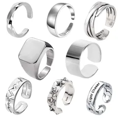 【特価セール】[Tiszink] 8点 指輪 メンズ リング ファッションリング シルバー リング フリーサイズ めんず おしゃれ 人気 アクセサリー シンプル 合金 リング 指輪 セット 連リング 調節可能なサイズ プレゼント
