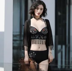 水着 レディース セパレート 新品 ブラックビキニ 体型カバー 大きいサイズ 黒