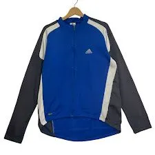 adidas/アディダス ノーカラートラックジャケット トレーニングウェア ワンポイントプリント トラックジャケット ジャージ CHINA製 メンズ L ブルー/グレー/ホワイト