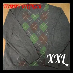 訳あり　トミーヒルフィガー　ニット　灰　XXL 　古着　アメカジ　USED　○