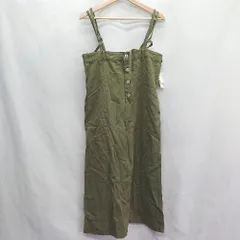 ◇ ⊇ ◎●未使用● ehka sopo エヘカソポ 綿 キャミソール ロング ワンピース サイズF カーキ系 レディース E  【1409100064056】