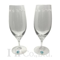 Tiffany&Co.　ティファニー　ルミナス　ピルスナー　ビアグラス　2客セット　クリスタルガラス　クリア　ブランド食器　西洋食器　インテリア食器　テーブルウェア　ペアグラス　花びら　透明【中古】【76773】
