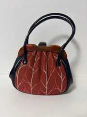 【美品】和装用バッグ ハンドバッグ 和服 昭和レトロ 和装 和柄 着物 鼈甲 ベッコウ レザー がま口バッグ 173