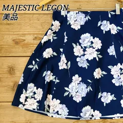 美品✨ マジェスティックレゴン ミニスカート ショートパンツ 花柄 フレア ネイビー 紺色 NAVY 花柄 フラワープリント ポリエステル POLYESTER Mサイズ相当 レディース 美品 春夏 ガーリー