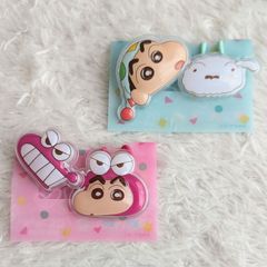 【未使用】限定品■クレヨンしんちゃん ぷくぷく3D ヘアゴム ピンク ミント 2セット まとめ売り ヘアアクセサリー 女の子 キッズ レディース