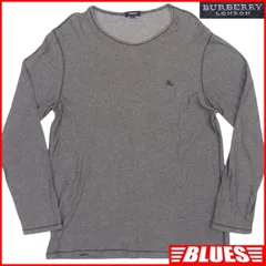 BURBERRY LONDON バーバリーロンドン Tシャツ XL ロンT カットソー グレー 刺繍 ボーダー シャツ_カットソーサイズXL一覧←SEULB屋着古← TY3633