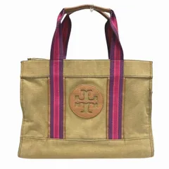 トリーバーチ　ロゴ　キャンバス　バッグ　トートバッグ　ハンドバッグ　レディース