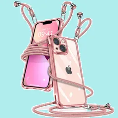 【人気商品】iPhone 13 ケース クリア ショルダー iPhone13 スマホケース アイフォン13 カバー 肩掛け 斜めかけ 縄掛けケース 透明 薄型 軽量 TPU 携帯ケース 紐付き 斜めがけ 織りストラップ付き 長さ調整可能 取り外し可能 落下防止