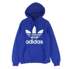 adidas アディダス トレフォイルロゴ 長袖 パーカー XS ブルー レディース 古着