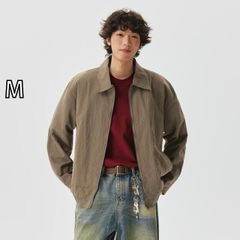 MUJI Labo リネンリヨセル ジップアップワークシャツ カーキ M タグ付