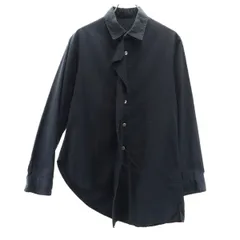 Y's ワイズ 日本製 長袖 アシメ シャツ 1 濃紺 ヨウジヤマモト 変形 レディース 古着