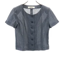 クロエ チェック 半袖 シャツ 40 グレー Chloe 肩パット レディース 古着 【240404】のサムネイル