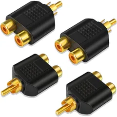 【特価セール】RCA 分配 アダプター ビデオ オーディオ 2分岐アダプター 変換プラグ アンプ スピーカー モニターなど対応 ピン端子 プラグアンドプレイ RCAオーディオケーブル 分配器 RCAプラグ(オス) RCAプラグ(メス) 4個セット