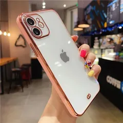 背面を隠さないクリアでオシャレなピンクのサイドカラーiPhoneケース