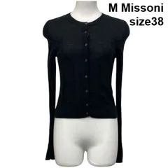 ◆ エムミッソーニ M Missoni ニットカーディガン 長袖 リブ  黒 ウール混 38 S 7号 レディース S5V297