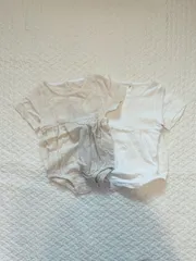 ウエスト切替半袖ロンパース