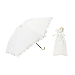 ウォーターフロント(Waterfront) 折りたたみ傘 日傘 兼用 雨傘 フリル オフ ホワイト 50cm umbulatio シリーズ 『 スレンダーハンドル UV ブロック 折 』 バッグや腕にかけられる 使いやすさにこだわった ハンズフリー + 撥水 