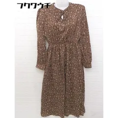◇ Heather ヘザー 花柄 長袖 ロング ワンピース サイズF ブラウン レディース 【中古】 【1105130009325】