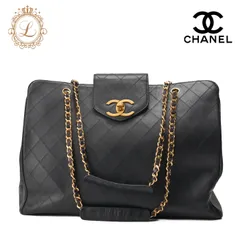 CHANEL シャネル ショルダーバッグ スーパーモデル マトラッセ ビコローレ ダブルチェーンショルダー ラムスキン 黒 ゴールド金具　レディースバッグ　ブランド【中古】【送料無料】