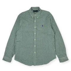 Ralph Lauren ラルフローレン SLIM FIT チェック BD ボタンダウン 長袖シャツ XL/グリーン メンズ ビンテージ