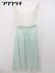 ◇ aquagirl ON THE STREET レース 切替 ノースリーブ 膝下丈 ワンピース サイズ38 アイボリー グリーン系 レディース  【中古】 【1107270009302】