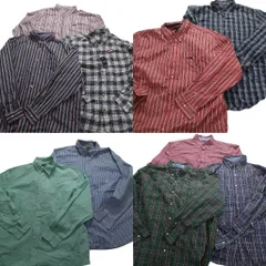 古着卸 まとめ売り チャップス 長袖シャツ 10枚セット (メンズ 2XL /3XL ) ストライプ マルチカラー デッドストック 中古 古着 MY4630