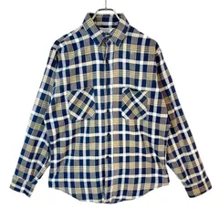 70s80sUSA製ファイブブラザーFive Brotherフランネルシャツ長袖チェックシャツ好配色マルチカラー青ブルー白ホワイトベージュコットンポリエステルy2kレトログランパコアアメカジアメトラvintageヴィンテージ50822
