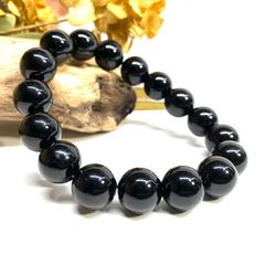 極上モリオン14mm “完全防御”黒守護｜高テリ・魔除け最強・内径17cm 