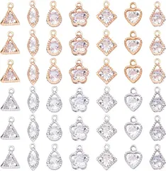 PH PandaHall チャーム パーツ ラインストーン ラインストーンペンダント ハート形 キュービックジルコニア ハンドメイド アクセサリーパーツ 70個