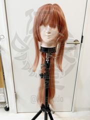 メーカー不明　赤茶色系　結い上げウィッグ+バンス　コスプレ　ウィッグ　仮装