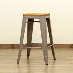 完成品　スチール　アンティーク　ヴィンテージ　木製座面　レトロ　カッコいい　バースツール　スチールチェア　アイアンティーク　レトロチェア　サンドベージュ(SBE)　JH-02SBE★(4.5)Mercury　ヴィンテージバースツール SBE