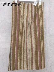 ◇ apart by lowrys ストライプ 膝下丈 タイト スカート サイズM ブラウン ホワイト パープル レディース 【中古】 【1002801336073】