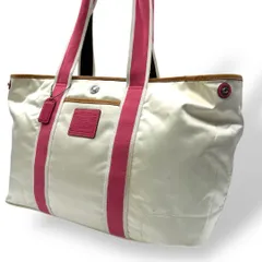 962 COACH トートバッグ ナイロン レザー A4 ピンク 大容量
