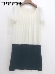 ◇ ROPE' ロペ 切り替え 半袖 ミニ ワンピース サイズ9 ベージュ系 ネイビー系 レディース  【中古】 【1110210004039】