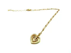 ■美品■ Folli Follie フォリフォリ ラインストーン ハートモチーフ ネックレス ペンダント アクセサリー ゴールド系 DF1975