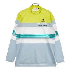サイズ：LL LE COQ GOLF ルコックゴルフ  ハイネック 長袖Tシャツ マルチボーダー柄 ブルー系 [240101403234]# ゴルフウェア メンズ ストスト
