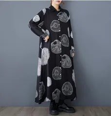 新品 2026新作 モード系　大きいサイズ ワンピース　ロング　ドット　レディース 秋冬　春 新品 長袖