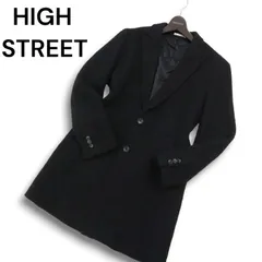 22AW★ HIGH STREET ハイストリート 秋冬 Le Tinte イタリア製生地★ ウール混 ツイード チェスター コート Sz.M メンズ 黒のサムネイル