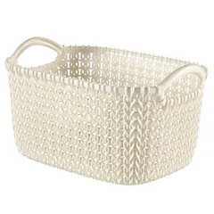 CURVER(カーバー) Knit(ニット) スクエアバスケット 3L ホワイト | かご トレー 書類ケース 小物収納 リサイクルプラスチック製 北欧 お手入れ簡単 CV-007