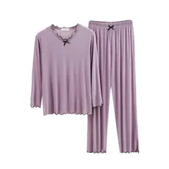 【新品】 [House Yayoi] パジャマ 長袖 レディース 上下セット ルームウェア ロングパンツ 丸首 快眠 可愛い 入院 部屋着 大きいサイズ 女性 セパレート 寝巻き 柔らかい 旅行 リラックス 着心地が良い セットアップ マタニティー 秋 冬 0