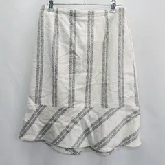◇ ⊇ ROPE' ロペ ストライプ柄 ひざ丈 タイト スカート サイズ40 アイボリー グレー レディース E  【1412090042256】