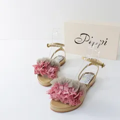 ピッピ Pippi × TOhRCH 極美品 サテンコサージュフラットサンダル 37/ピンク ベージュ エナメル パテント 24cm【2400013496650】のサムネイル