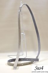 ハンドメイド  国内材料＆国内生産　２㎝幅&超ロング 本革ギターストラップ　ライトグレー クロコ柄