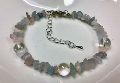 恋愛運クンツァイトアクアマリンお守クリスタルオーラのブレスレット16㎝新品