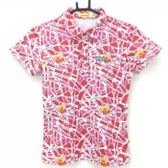ビバハート 半袖ポロシャツ ピンク×白 総柄 ロゴ刺しゅう レディース 38(S) ゴルフウェア VIVA HEART