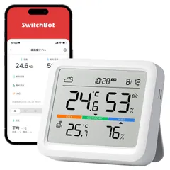 SwitchBot 温湿度計 プロ 温度計 湿度計 - スイッチボット 快適指数 大画面 温度湿度計 デジタル 天気予報 時計 卓上 カレンダー スマホで温度湿度管理 高精度 コンパクト アラート通知 グラフ記録 スマートホーム Alexa Google Ho