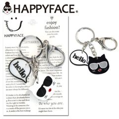 HAPPY FACE COCO キーチャーム 猫 アクリルキーホルダー CHARM サングラス ネコ ココ バッグチャーム レディース ギフト プレゼント helo 11280-03490149 ホワイト ブラック