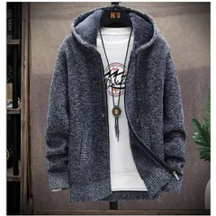 メンズ カーディガン ニットセーター パーカー 防寒 ジャケット 厚手 裏起毛 フード付き アウター 秋冬 暖かい nuolx634