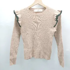 ◇ ⊇ tocco closet トッコ クローゼット 配色ライン フリル 長袖 ニット サイズM ブラウン レディース E  【1502030012002】